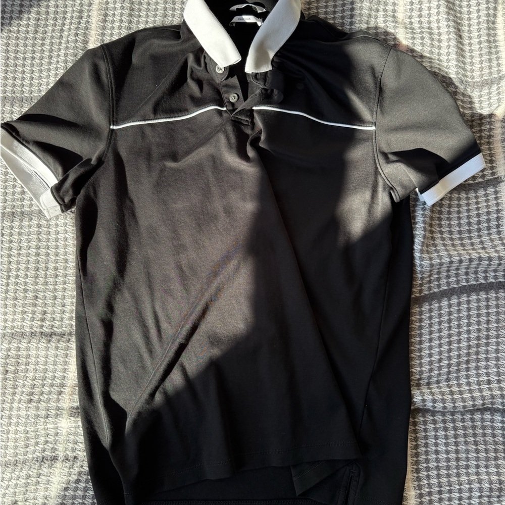 Men's Black Polo Shirt with White Trim